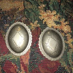 VTG Sterling Concho Style 1” Pierced Earrings